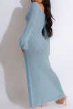 Sexy Solid See-through V Neck Long Dresses
