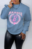 Casual Print Letter O Neck Tops
