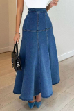 Casual Solid Patchwork Basic High Waist Skinny Denim Skirts