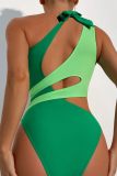Sexy Patchwork Bandage Hollowed Out Backless Contrast Swimwears (With Paddings)