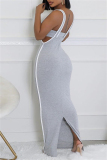 Sexy Casual Solid Patchwork Backless Spaghetti Strap Sleeveless Two Pieces