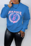 Casual Print Letter O Neck Tops