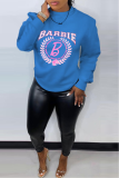 Casual Print Letter O Neck Tops