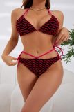 Sexy Striped Bandage Patchwork Backless Swimwears (With Paddings)