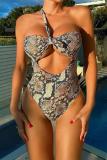 Sexy Print Hollowed Out Backless Swimwears (With Paddings)