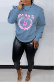Casual Print Letter O Neck Tops