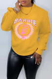 Casual Print Letter O Neck Tops