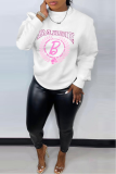 Casual Print Letter O Neck Tops