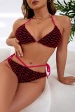 Sexy Striped Bandage Patchwork Backless Swimwears (With Paddings)