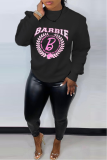 Casual Print Letter O Neck Tops
