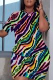 Casual Print Basic O Neck Plus Size Two Pieces