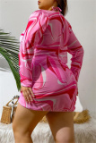 Sexy Print Bandage Plus Size Swimsuit Three Piece Set (With Paddings)