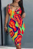Sexy Casual Print Basic U Neck Vest Dresses