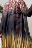 Sexy Print Basic Plus Size Swimsuit Three Piece Set (With Paddings)