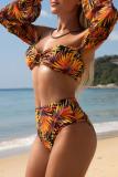 Sexy Print Hollowed Out Backless Swimwears (With Paddings)