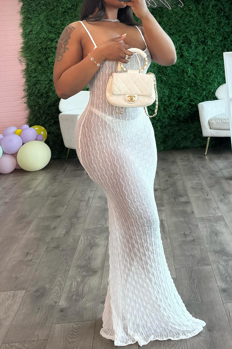 Sexy Solid Patchwork Spaghetti Strap Sling Dress Dresses