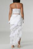 Sexy Solid Patchwork Backless Asymmetrical Strapless Sleeveless Two Pieces