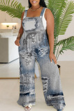 Casual Print Backless Spaghetti Strap Regular Jumpsuits (Without Vest)