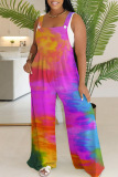 Casual Print Backless Spaghetti Strap Regular Jumpsuits (Without Vest)