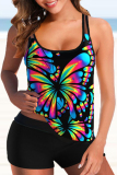 Sexy Print Backless Spaghetti Strap Plus Size Swimwear (With Paddings)