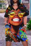 Casual Print Basic V Neck Short Sleeve Short Sleeve Dress