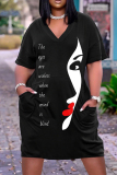 Casual Print Basic V Neck Short Sleeve Short Sleeve Dress