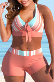 Sexy Print Backless V Neck Plus Size Swimwear (With Paddings)