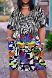 Casual Print Basic V Neck Short Sleeve Short Sleeve Dress