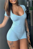 Sexy Solid Basic V Neck Skinny Rompers
