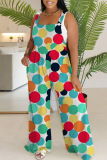 Casual Print Backless Spaghetti Strap Regular Jumpsuits (Without Vest)