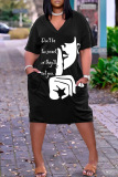 Casual Print Basic V Neck Short Sleeve Short Sleeve Dress