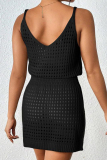 Sexy Solid Hollowed Out See-through Backless Swimwears Cover Up
