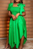 Sexy Casual Solid Bandage Backless Spaghetti Strap Irregular Dresses