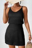 Sexy Solid Hollowed Out See-through Backless Swimwears Cover Up