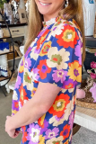 Casual Sweet Print Flowers O Neck T-Shirts