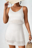 Sexy Solid Hollowed Out See-through Backless Swimwears Cover Up