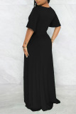 Casual Solid Patchwork Slit V Neck Irregular Dresses