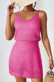 Sexy Solid Hollowed Out See-through Backless Swimwears Cover Up
