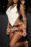 Sexy Tie Dye Bandage Backless Halter Sleeveless Two Pieces