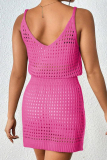 Sexy Solid Hollowed Out See-through Backless Swimwears Cover Up