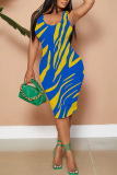 Casual Print Basic U Neck Vest Dresses