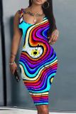 Casual Print Basic U Neck Vest Dresses