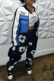 Casual Print Basic High Waist Straight Denim Jeans