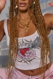 Sexy Casual Print Basic U Neck Tops