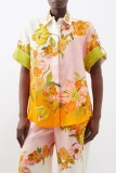 Casual Print Patchwork Shirt Collar Half Sleeve Two Pieces