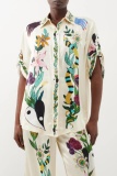 Casual Print Patchwork Shirt Collar Half Sleeve Two Pieces