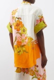 Casual Print Patchwork Shirt Collar Half Sleeve Two Pieces