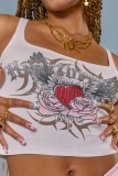 Sexy Casual Print Basic U Neck Tops
