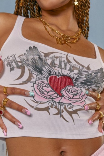Sexy Casual Print Basic U Neck Tops