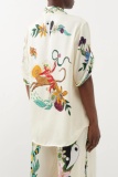Casual Print Patchwork Shirt Collar Half Sleeve Two Pieces